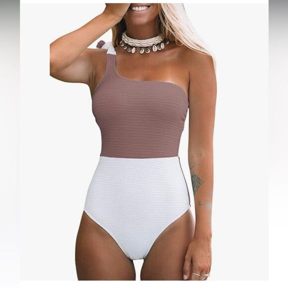 Cupshe Other - NWT CUPSHE One Piece Swimsuit Color Block One Shoulder Bowknot Bathing Suit XS